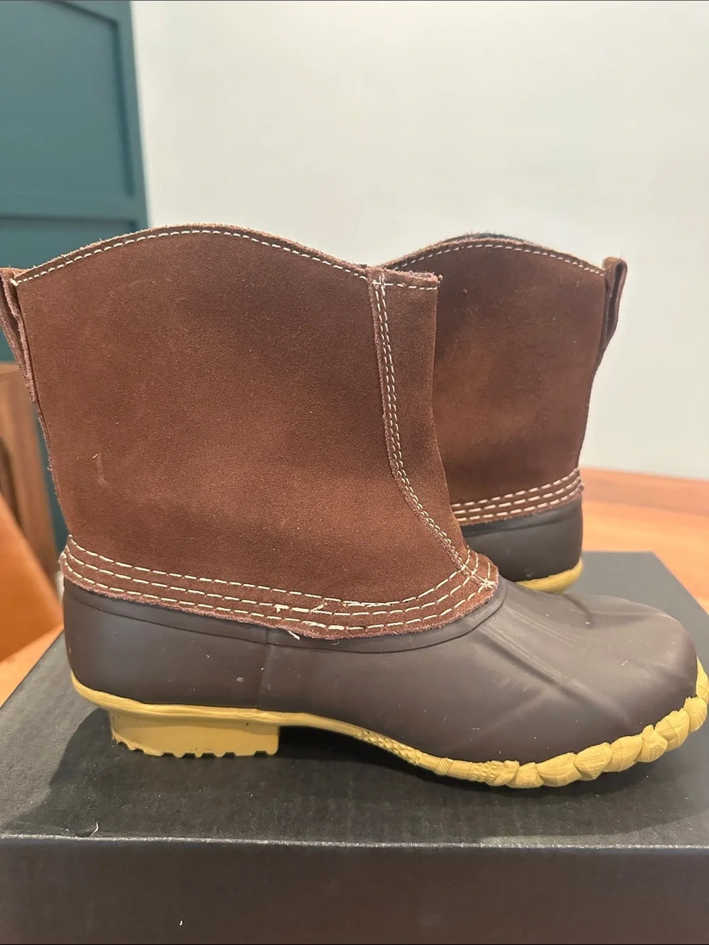 RedHead Brown Suede & Dark Brown Duck Boots with Yellow Sole